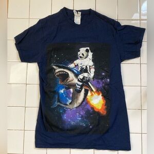 Space Panda Riding Shark TShirt